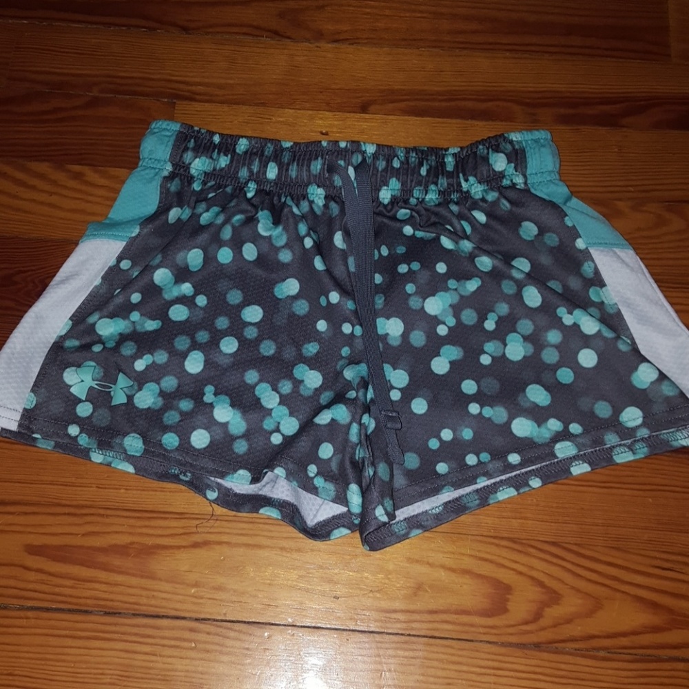 Teal and gray polka dot  gym shorts